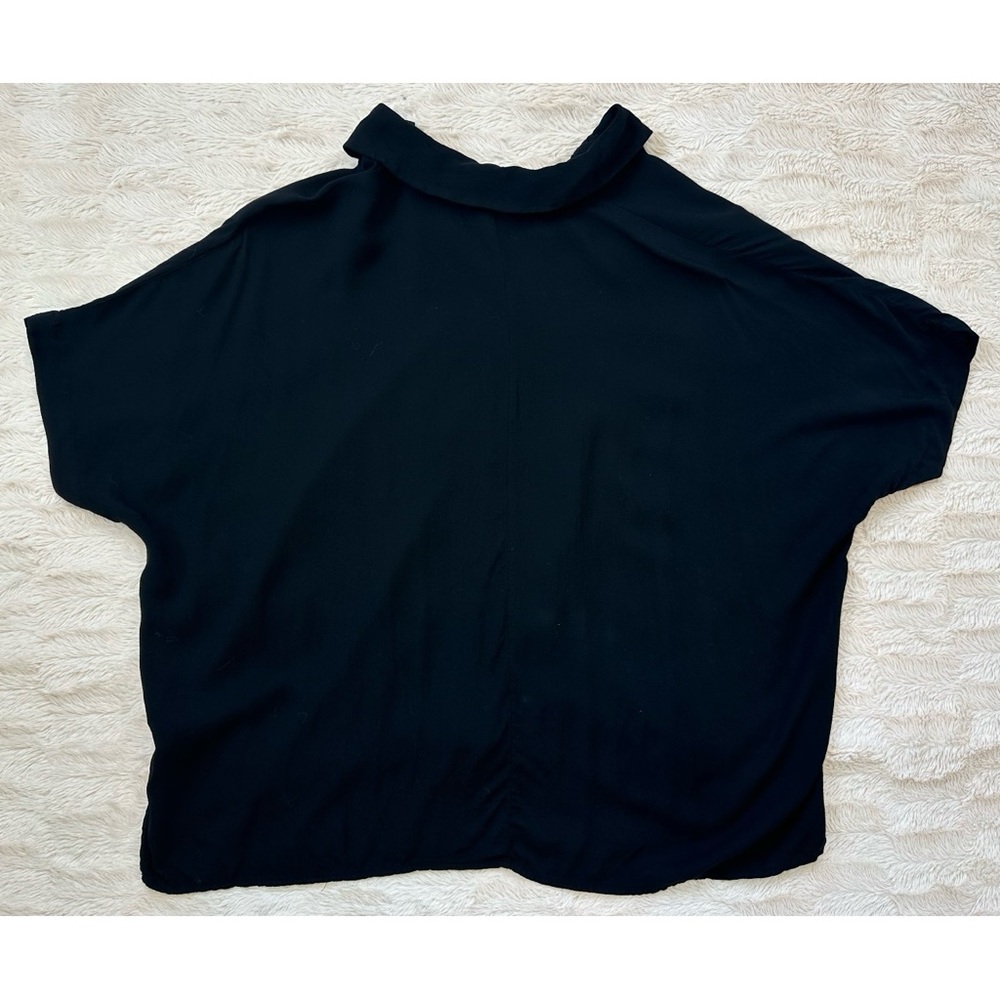 Vine & Love Black Button Up Dolman Short Sleeve Maternity Top - Picture 13 of 17